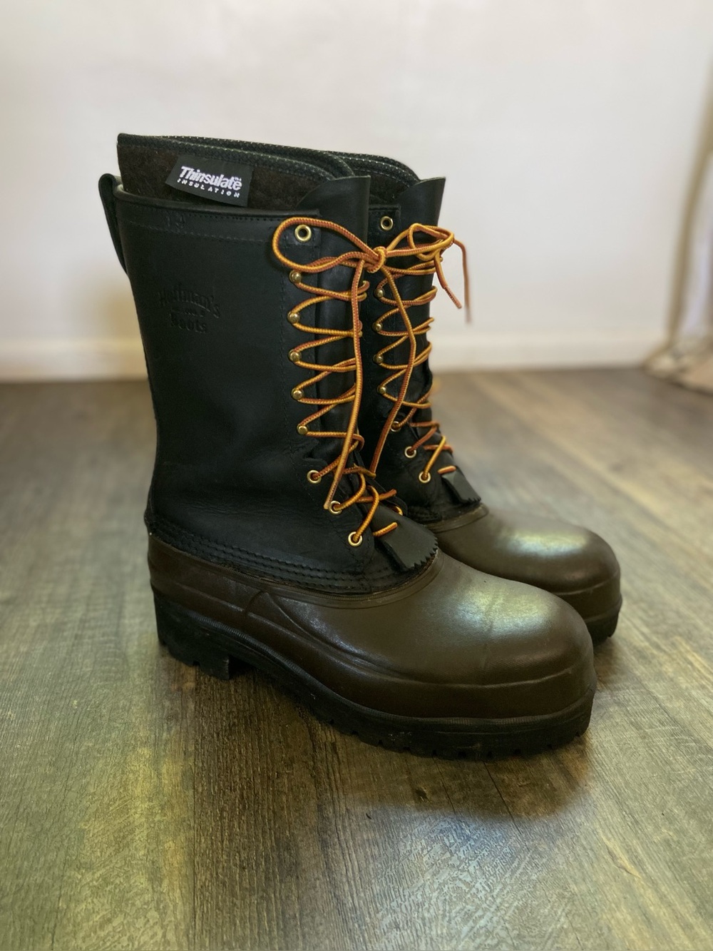 Hoffman Thinsulate Safety Toe Pac Lineman Boots 14 Vibram Lug Soles Steel Toe